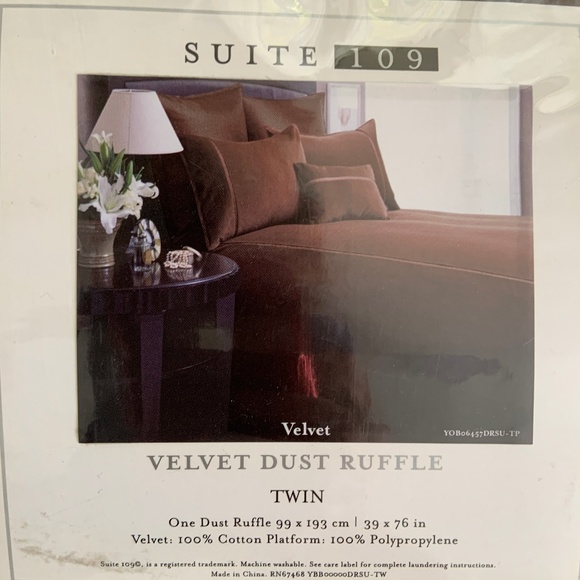 Suite 109 Twin Brown Velvet Bedskirt - Picture 3 of 3